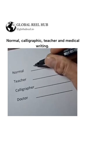 GLOBAL REEL HUB™ on Instagram: "The post shares a 16-second video quiz displaying four distinct handwriting styles of "I love you"—normal, calligraphic, teacher, and doctor's—inviting viewers to match them, which has garnered 908,000 views and 5,500 likes since posting on January 10, 2026. It plays on cultural stereotypes, like teachers' precise loops and doctors' notoriously illegible scrawls, as seen in replies joking about form-signing struggles and cheque-writing habits. Created by Thebestfi