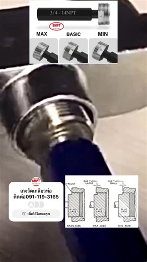 Thread Plug Gauge & Thread Ring Gauge เกจวัดเกลียว (เครื่องมือตรวจสอบเกลียวในและเกลียวนอก) Tel: 02-1752487-8 รองรับมาตรฐานสากล: IS, ISO, ANSI, DIN, JIS ประเภทเกลียวที่รองรับ: METRIC, UNIFIED (UNC, UNF, UNEF, UNS), WHITWORTH, BSF, BSW, G SERIES, NPT, NPTF, ANPT, NGT, ISO-7R, DIN-2999, TAPER 1:8, ACME, STUB ACME, TRAPEZOIDAL, BUTTRESS, CYCLE THREADS, HELI COIL, Pg THREADS ฯลฯ ทุกชิ้นงานมาพร้อมใบรับรองการสอบเทียบ (Calibration Certificate) ระบุค่า pitch diameter ทั้งที่กำหนดและที่วัดได้จริง Limit Ga