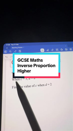 GCSE Maths: Remember this formula for inversely proportional questions in your exam #revision #gcsemaths #studytok #maths #gcsemathsrevision