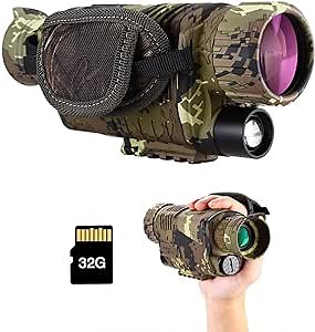 BOBLOV 32GB Night Vision Monocular, Infrared Night Vision Camcorder, Digital 5x8 Optics Scope Night Vision,200Yards Full Dark, Infrared Monoculars with 32GB Card and Battery for Hunting Observe