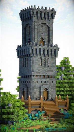Minecraft Medieval Fantasy Watchtower | Tuff & Spruce Tower Design