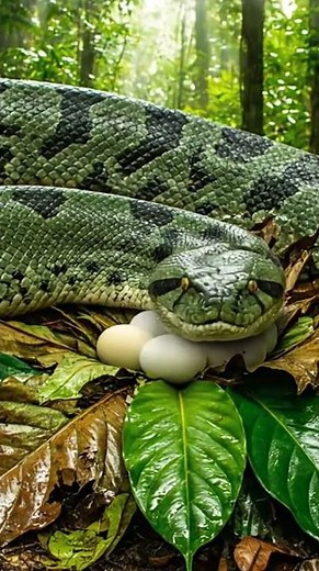 Giant Anaconda Laying Eggs #anaconda #SnakeReproduction
