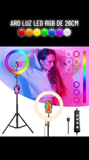 Aro de Luz LED RGB de 26cm para Videos Creativos