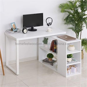 [Hot Item] Modern Wooden Home Computer Desk L Shaped Office Study Table with Book Holder (HF-WF210508)