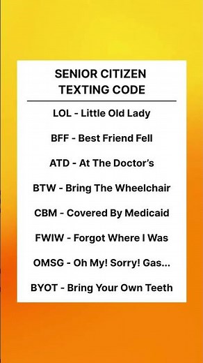 Senior Citizen Texting Code
