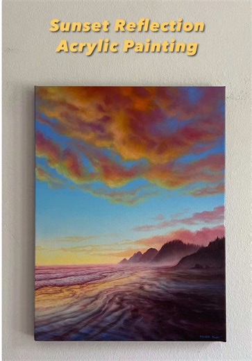 Beginner-Friendly Sunset Reflection Acrylic Painting