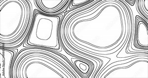 A simple abstract background in a minimalistic style of black lines on a white background. Looped repeating background from a pattern similar to a heightmap on the ground.
