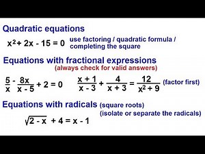 PreCalculus - Algebra Fundamental Review (13 of 80) Solving Quadratic Equations: Different Types
