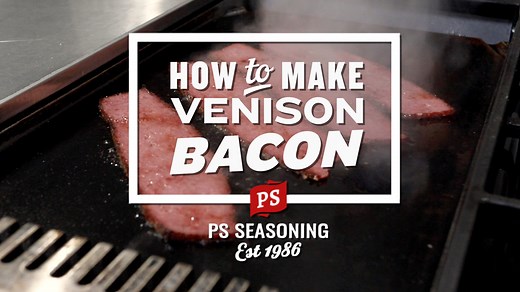 Follow our recipe for homemade venison bacon and there's no way you'll buck it up. Unlike traditional bacon, this version is a mixture of ground venison and pork that is seasoned, cured then reformed and smoked. The result is full-flavored bacon that can be sliced and fried up for BLTs, served with eggs and more. Get the full recipe: https://www.psseasoning.com/blogs/recipes/venison-bacon | PS Seasoning