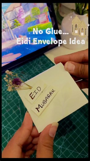 Aesthetic NO-GLUE Eid Envelope 🌙✨ You won't believe how easy this is! #shorts