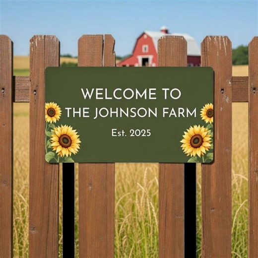Personalized Welcome to the Farm Sign, Custom Farmhouse Name Sign With Sunflower Design - Etsy