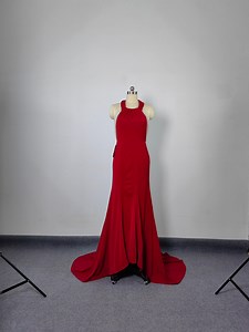 Red Mermaid Prom Dress, Pearls Halter Open Back Evening Gown, Formal Party Cocktail Dress - Etsy