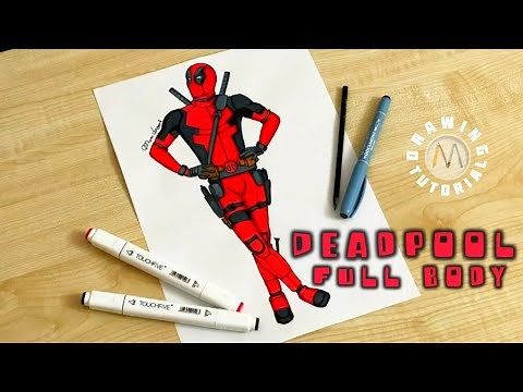 How to draw Deadpool step by step full body / Deadpool full body drawing