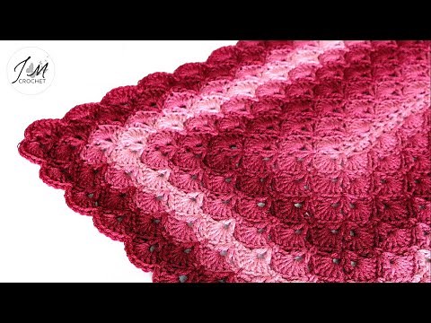 Rectangle Shell of One-Color Blanket | How to crochet a shells blanket | Advanced Beginner Friendly