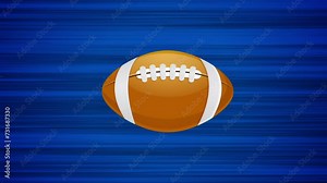 Flying football on blue background. Animation of flying object. Different versions in my portfolio: red and blue background, another angle and central object. Looped animation