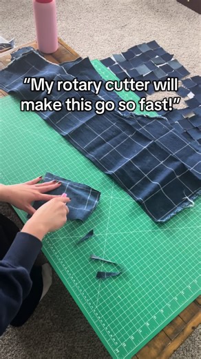 Are you team rotary cutter or team scissors?? If anyone has recommendations on different rotary cutters let me know. I think they are so convient… when it cute all the way through. I just switched out the blade but it’s like it’s skipping little sections and not cutting. #rotaryblade #sew #sewing #sewingtiktok #quilting