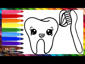 Drawing And Coloring A Cute Tooth With A Toothbrush 🦷🪥🫧🌈 Drawings For Kids
