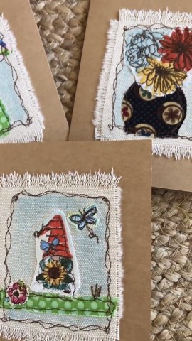 Fabric Stitched Greeting Cards, Set of 3 - Etsy