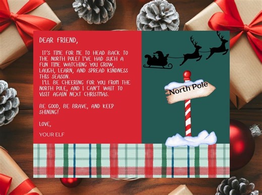 Elf Goodbye Note Card • Printable Christmas Letter (PDF) - Etsy