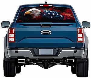 Rear Window Decals for Trucks - 65x17.3 in Back Window American Flag Decals Fit Most Pickup Trucks SUV, Vinyl Back Window Decal Truck Rear Window Graphics for Personalized