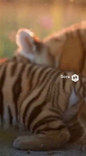 Baby tigers playing in a field. #cute #ai