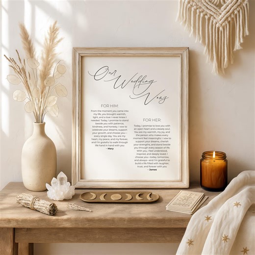 Wedding Vow Template Black and White, Printable Wedding Vows Art, Romantic Anniversary Gift - Etsy Australia