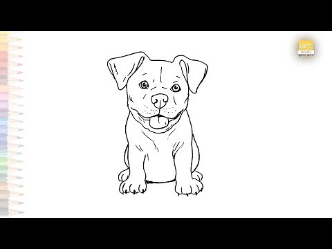 Staffordshire Bull Terrier puppy drawing | Puppy drawing tutorials |Draw Staffordshire Bull Terrier