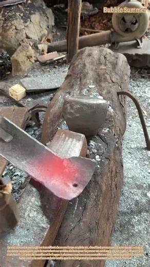Forgeage d'outils agricoles : façonner un outil en métal chauffé