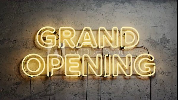 Flashing Neon "Grand Opening" Sign, 4K video
