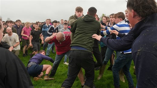 Leicestershire locals take part in annual bottle-kicking contest