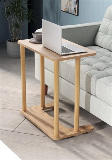 C Shaped Wooden Side Table - Laptop Desk for Sofa - Slide Under Couch Table - Small Space End Table - Portable Workstation for Home Office - Etsy