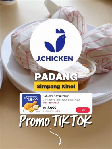 Promo Tiktok 15 ribuan di JChicken dapet Nasi Ayam telor Cek di tag lokasi bawah video ya di Jchicken Simpang Kinol Padang #jelajahrasa #jchicken #promo44 #jchickenSimpangKinol