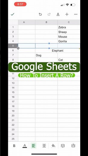 How to Insert a Row in Google Sheets Mobile?