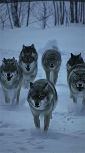 Wolves Running Together Through the Winter Wilderness ❄️🐺 #wolf #wildlife #animals