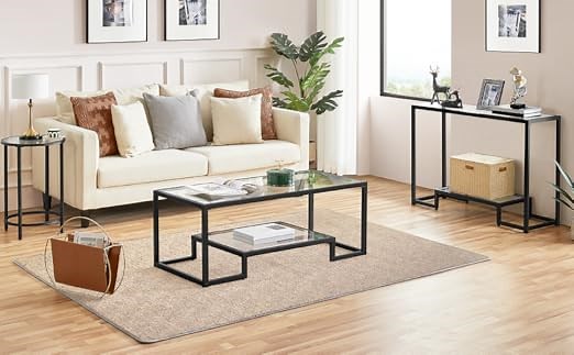 Tempered Glass Console Table for Living Room\/Entryway