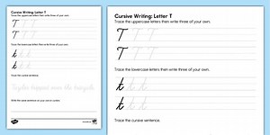 Cursive Writing: Letter T Worksheet