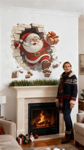 Oh my gosh, this 3D Santa sticker looks so realistic—it’s like Santa is actually about to pop out of the wall! It’s so much fun and perfect for sticking around a corner to give your friends a little surprise. | Sunnyier | Facebook