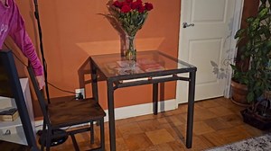 VASAGLE Dining Chair Set of 4, Rustic Wood Chairs with Metal Steel Frame, Easy to Assemble, Comfortable Seat, Modern Farmhouse Chair for Kitchen, Bedroom, Living Room, Rustic Brown and Ink Black