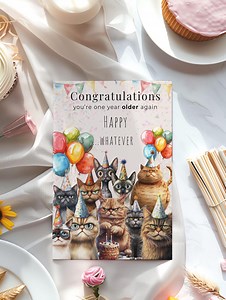 Funny Grumpy Cat Birthday Card – Printable Foldable Digital Greeting for Pet Lovers - Etsy
