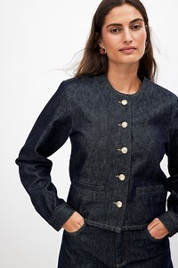 Button Detail Denim Jacket Blue