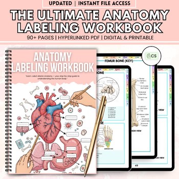 Anatomy Labeling Workbook, Nursing Study Guide, Human Body System, A&P Printable