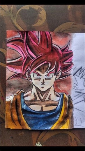 drawing goku ssj God ✨ dragon ball #art #goku #ssjgod #anime #sketch #shorts