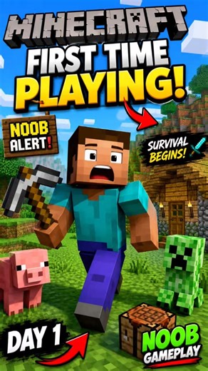 I Survived My First Night in Minecraft 😂 #minecraft #shorts #viral