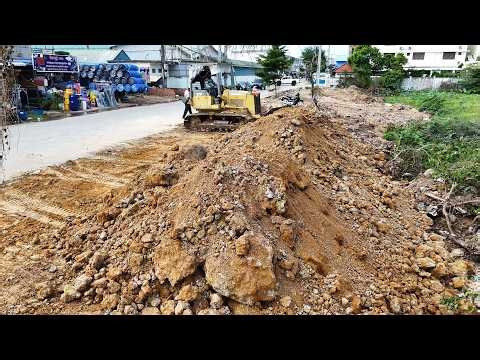 PERFECT START NEW VIDEO!! Working Filling Land Use Dozer D37P Komatsu And Dump Trucks 5Ton