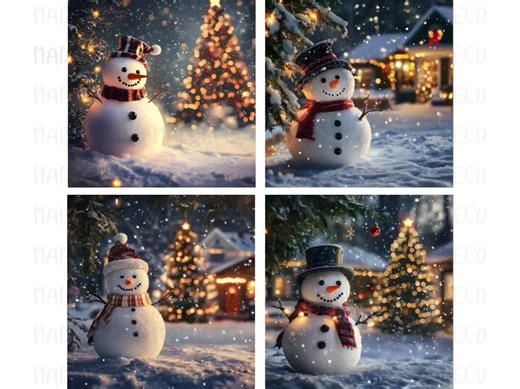 Snowman Digital Backdrop, Winter Wonderland Digital Background, Cozy Outdoor Winter Snowman Scene Holiday Photography Background - Etsy