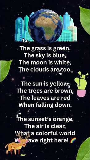 The grass is green | Our World poem | English poems for children | English poems | Learn with smile