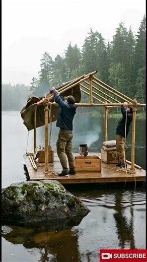 I Built a Secret Survival Raft House in the Middle of the Lake | Primitive Survival Build