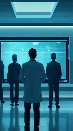 Vertical video: Watching lab-coat leader monitoring glowing screen in control hub assessing trend | Premium Stock Video Footage