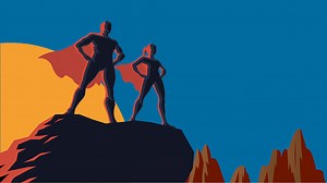 Vector Retro Superhero Couple Stock Illustration