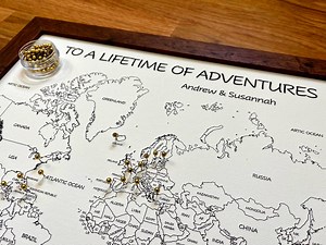 Personalized World Canvas Push Pin Map, Travel Tracker, 100% Cotton Canvas, Second Anniversary Gift - Etsy